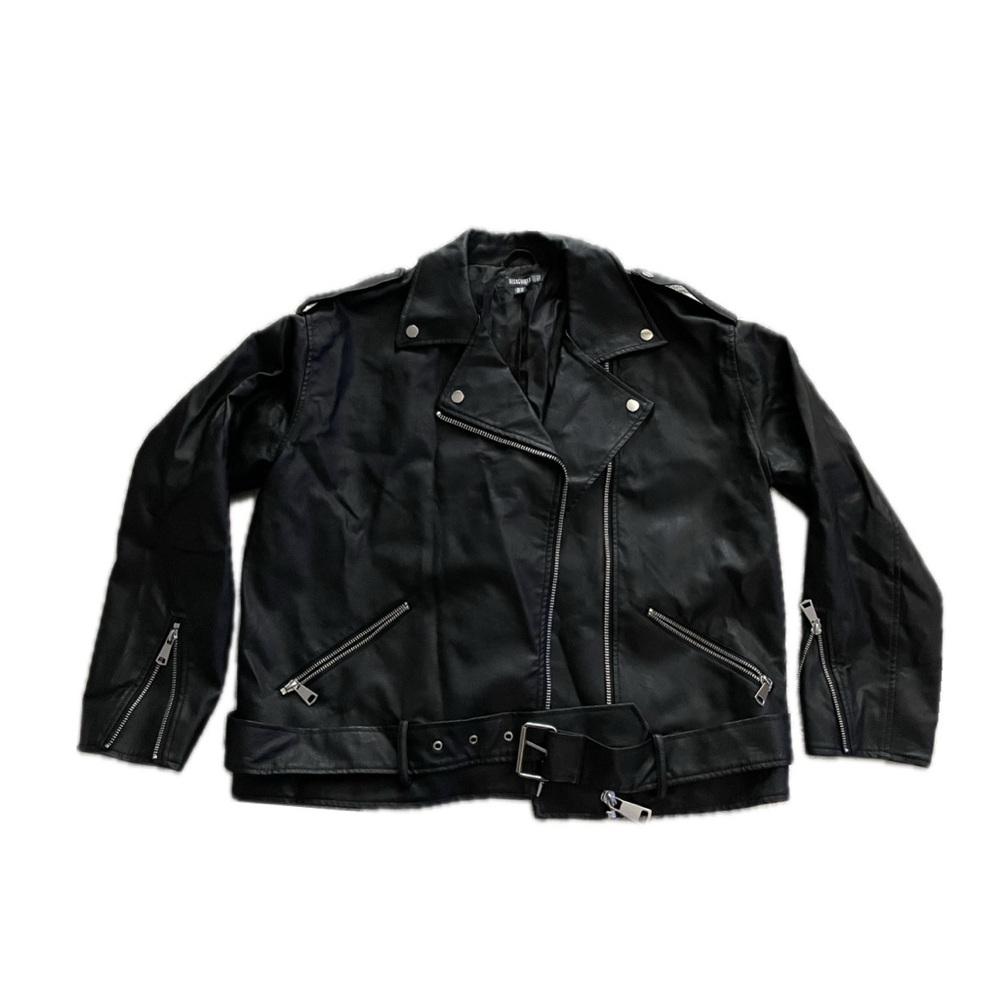 Black Leather Jacket with Silver Accents